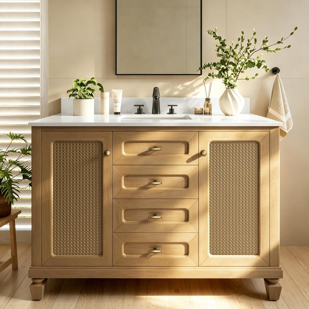 48 Inch Bathroom Vanity with Sink, Fully Pre-Assembled, Light Oak