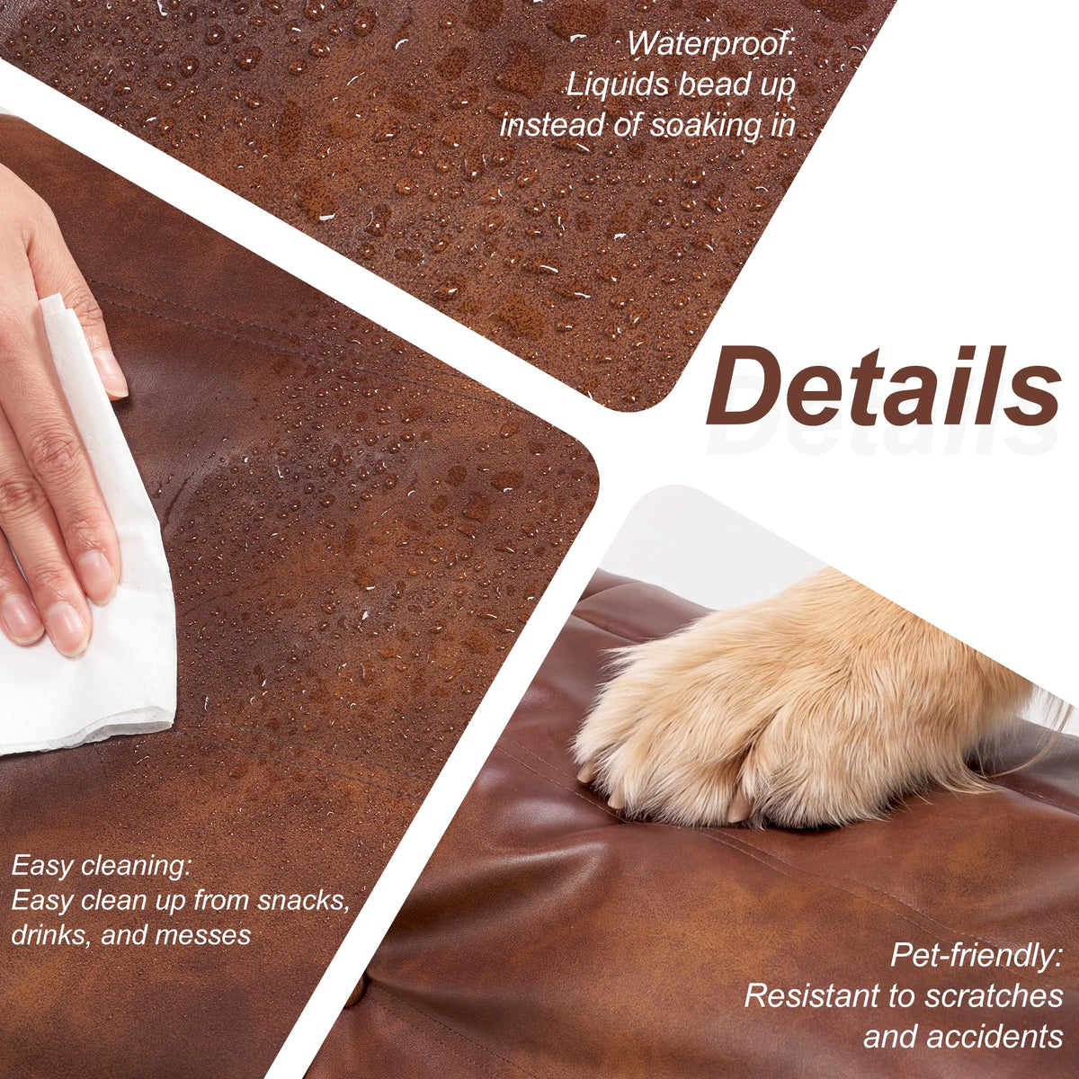 Hobestluk Bean Bag Chair Adult Leather Togo Chair Memory Foam Living Room