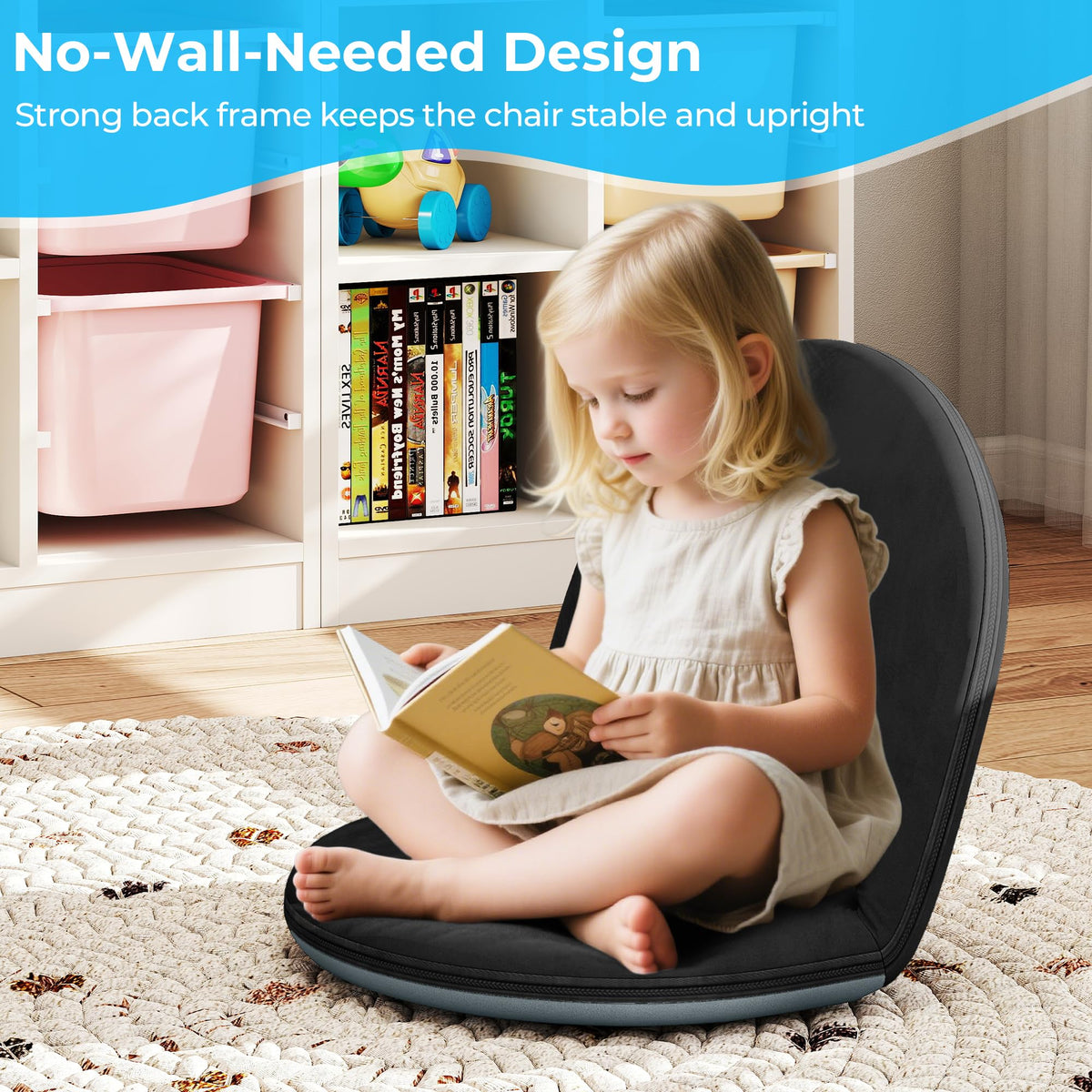 2Pcs Floor Chair with Adjustable Back Support for Kids and Adults