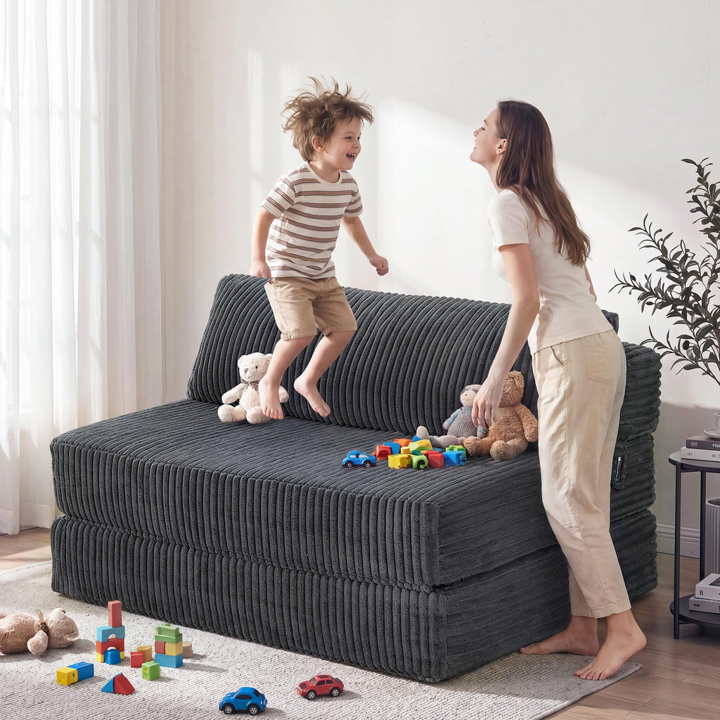 Folding Sofa Bed Convertible 4 in 1 Sleeper Chair Gray Single