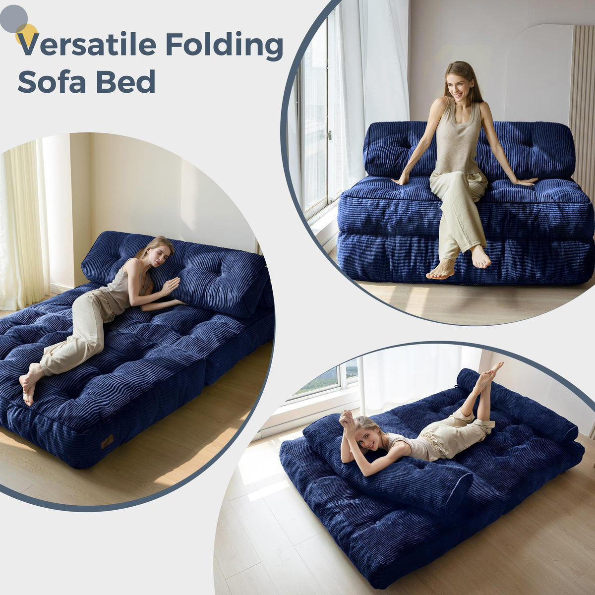 MAXYOYO Folding Sofa Bed, Convertible Chair Bed with Pillow