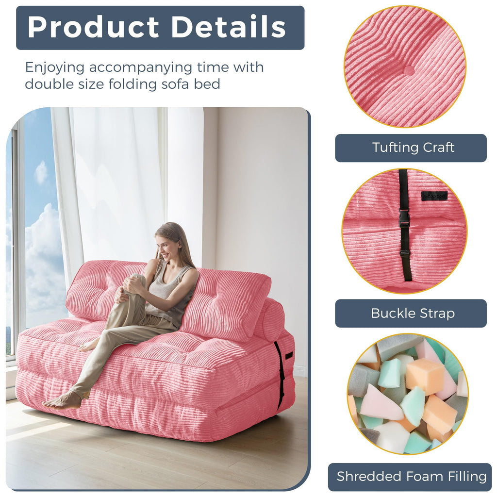 MAXYOYO Folding Sofa Bed, Convertible Chair Bed with Pillow