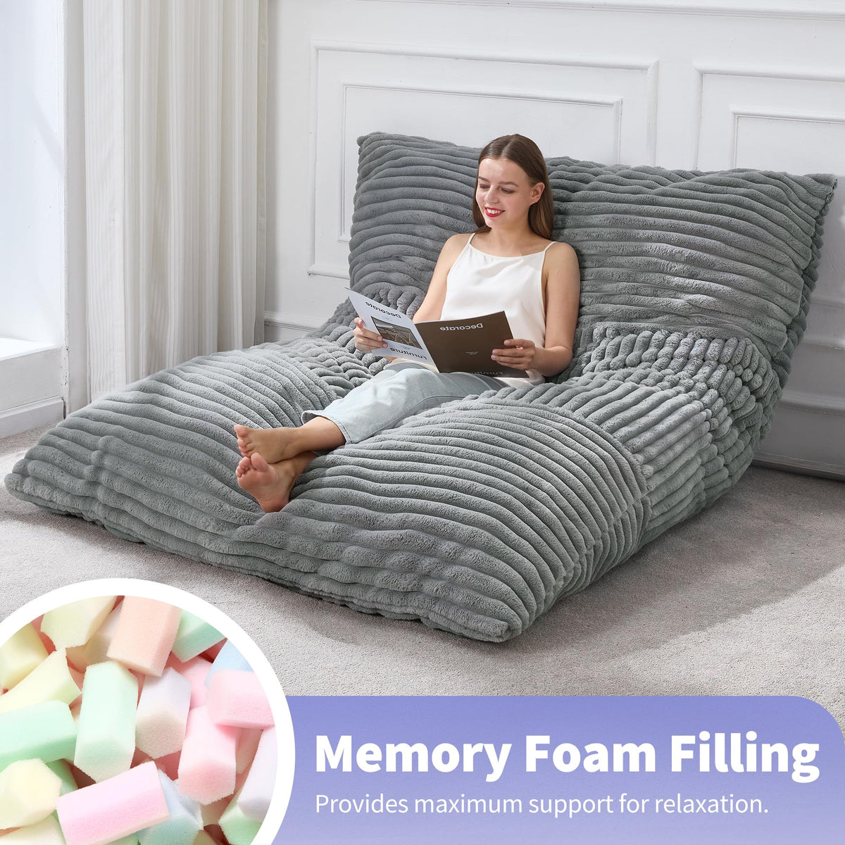 Hobestluk Adult Bean Bag Chair 3 in 1 Convertible Large Bean Bag Sofa