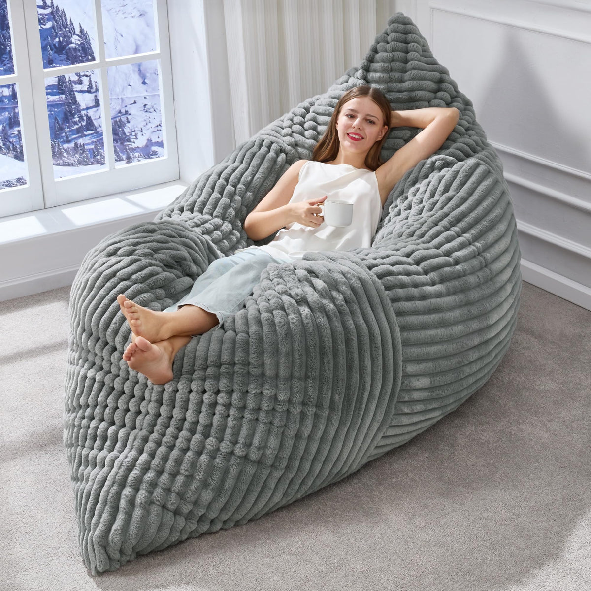 Hobestluk Adult Bean Bag Chair 3 in 1 Convertible Large Bean Bag Sofa