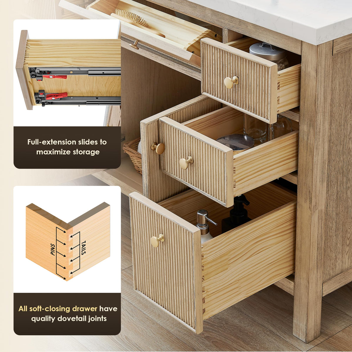 48 Inch Bathroom Vanity with Sink Modern Single Vanities with Countertop