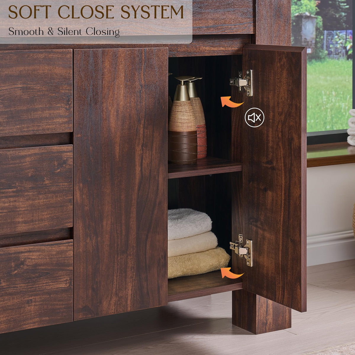 T4TREAM 47.6 Inch Modern Bathroom Vanity with Double Sink, Natural Oak