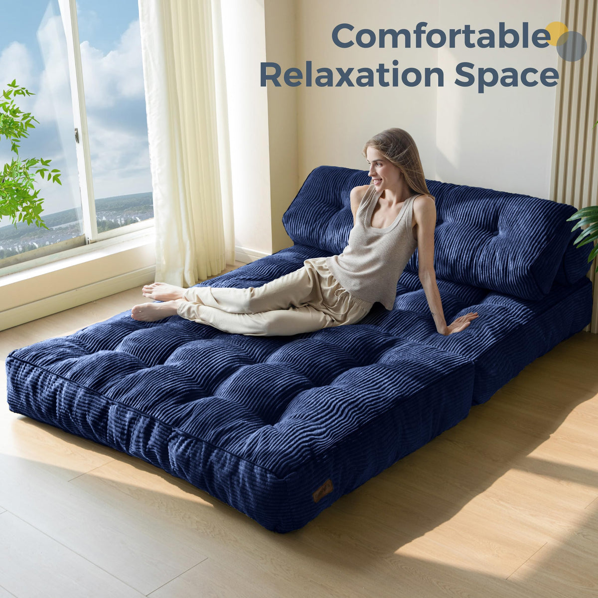 MAXYOYO Folding Sofa Bed, Convertible Chair Bed with Pillow