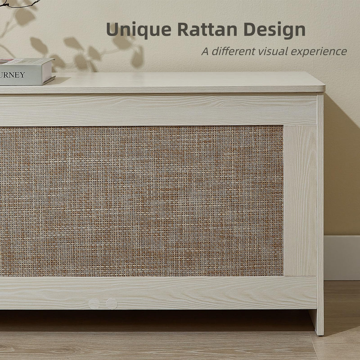 51.2" Storage Chest Extra Large, Rattan Storage Bench,(Cherry Brown