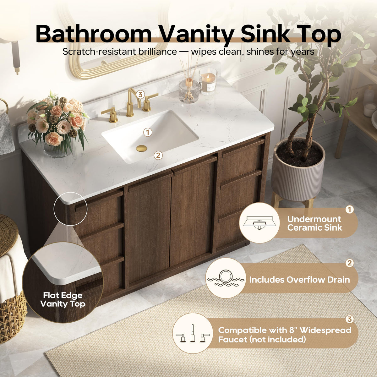 48 Inch Bathroom Vanity with Sink, Fully Assembled, Green