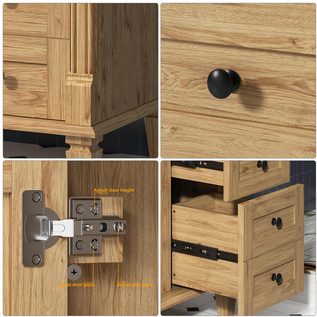 LIKIMIO 36 Inch Bathroom Vanity with Sink, Adjustable Solid Wood Legs