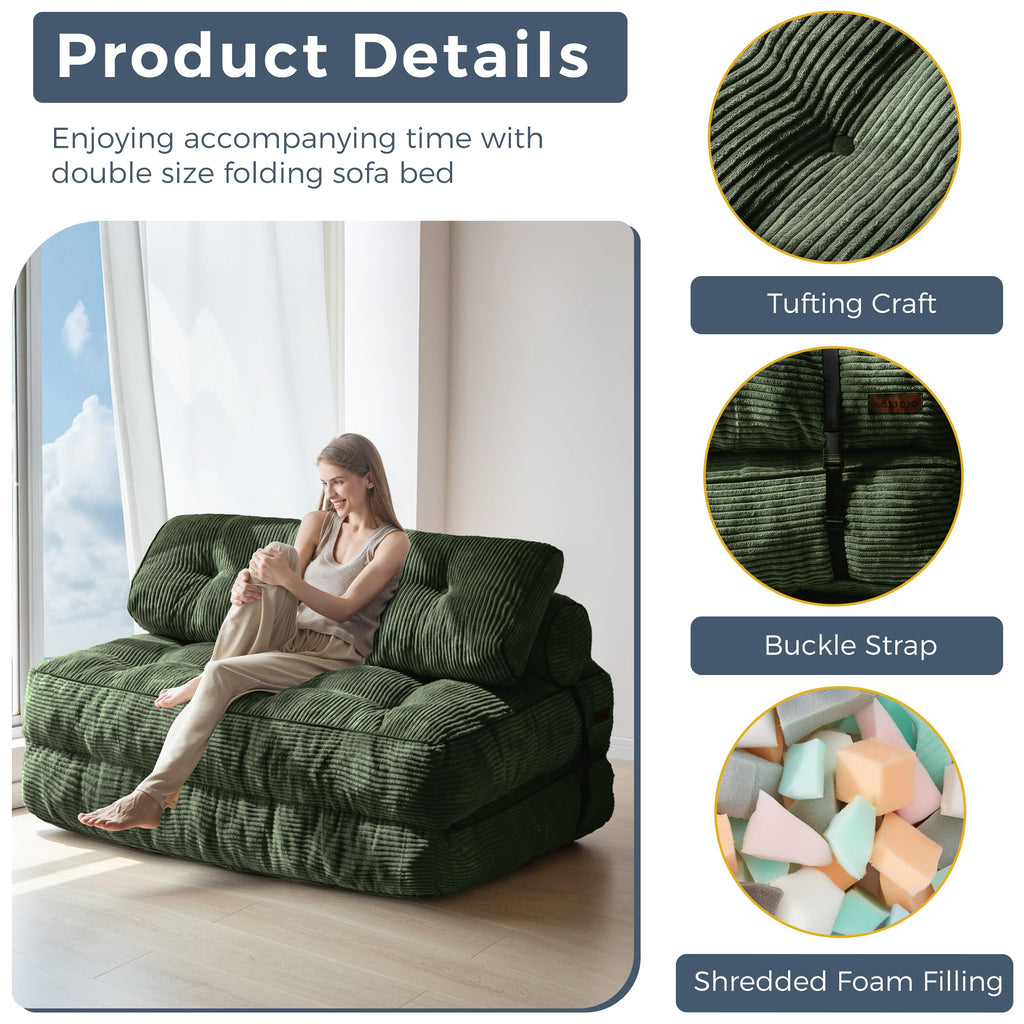 MAXYOYO Folding Sofa Bed, Convertible Chair Bed with Pillow