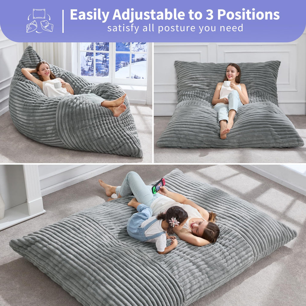 Hobestluk Adult Bean Bag Chair 3 in 1 Convertible Large Bean Bag Sofa