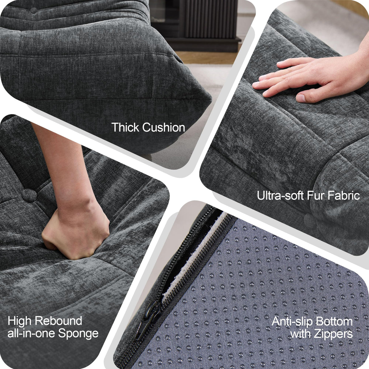 Hobestluk Big Bean Bag Chairs for Adults Fireside BeanBag Couch Togo Sofa