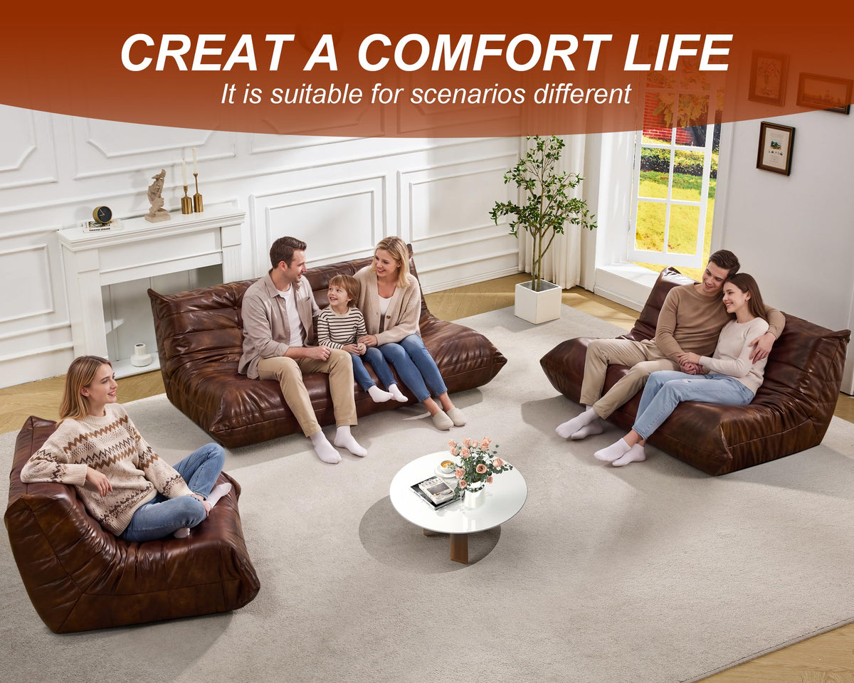Hobestluk Bean Bag Chair Adult Leather Togo Chair Memory Foam Living Room