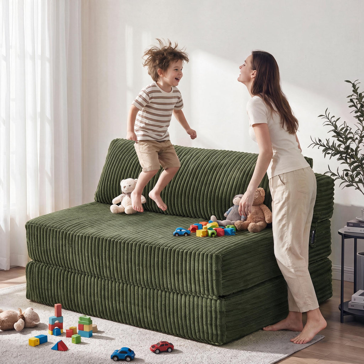 Folding Sofa Bed Convertible 4 in 1 Sleeper Chair Gray Single