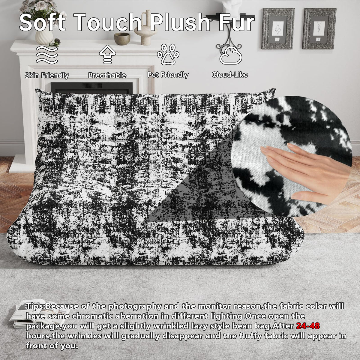 WHGBJA Giant Bean Bag Chair for Adults, Comfy Beanbag with Memory Foam