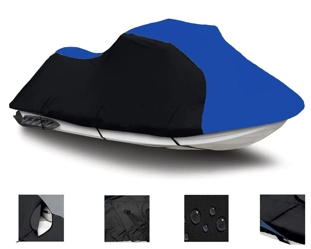 BLACK / BLUE HEAVY-DUTY Cover Compatible for Sea Doo Sea-Doo GTX 1996 1997 2000 2002 / Gti 1997 1998 1999 2000 Jet Ski Liquid Cover