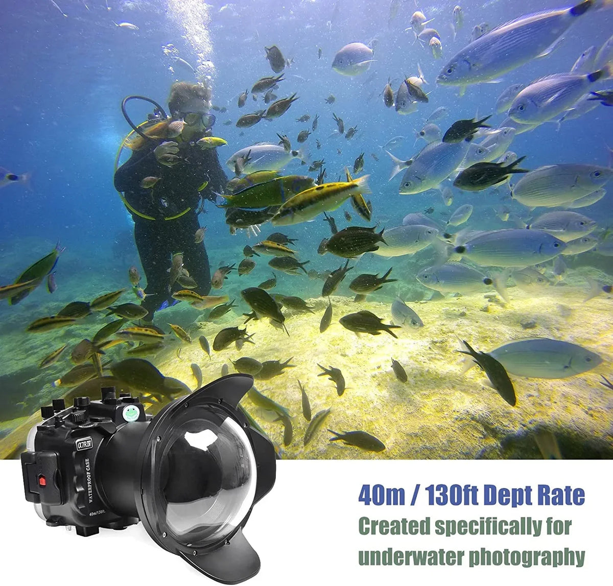 Seafrogs [40M/130FT] Liquid Housing Fluid Case w/ 6 Inch Dome Port Kit for A7R IV A7R4 ILCE-7R IV Compatible with FE 16-35mm F/4 28-70mm F3.5-5.6, 12-24mm F4 G Lens-Black