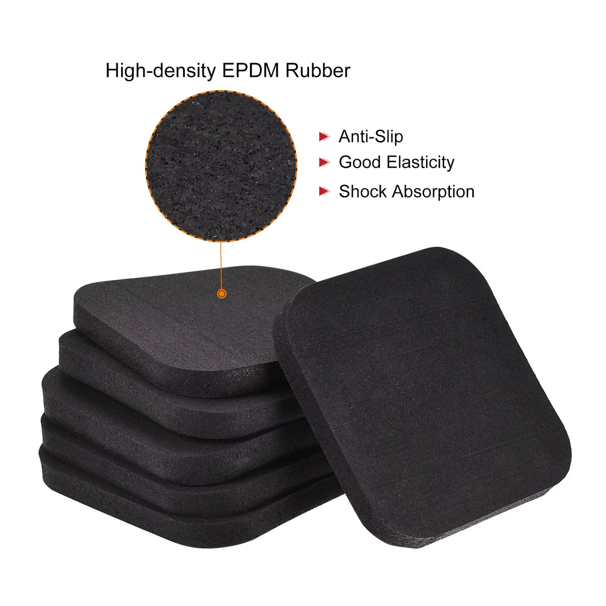 Uxcell Treadmill Mat-3.9"x3.9" Exercise Equipment Mat for Floor Protection Sound Reduction, Black 6 Pack