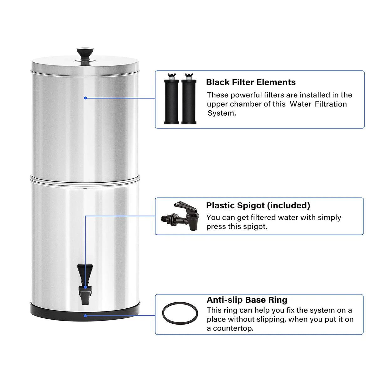 Arealer Gravity Liquid Filter System Fluid Filtration Bucket for Home Camping Hiking Emergency Preparedness