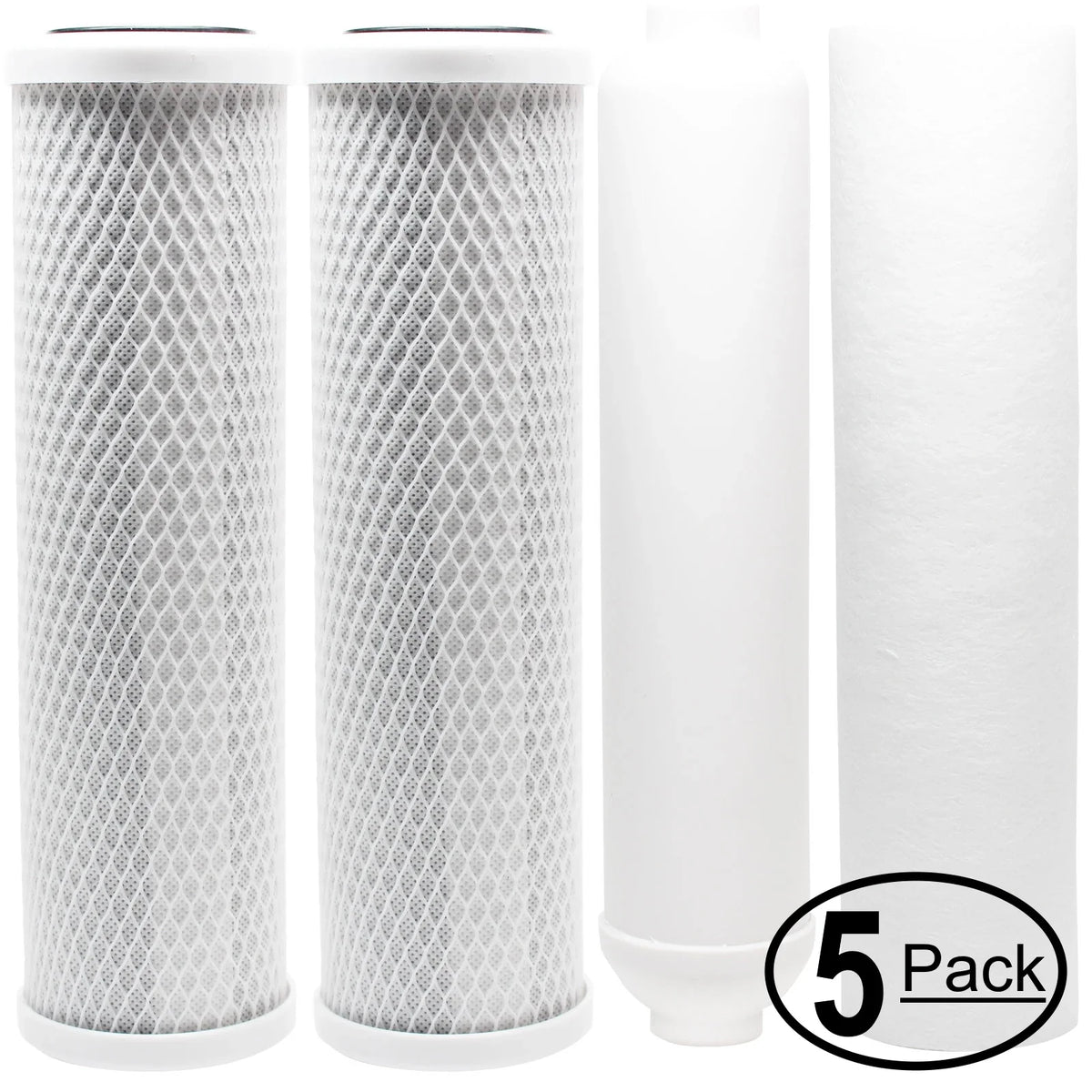 5-Pack Replacement for Filter Kit for AMI AAA-505PU RO System - Includes Carbon Block Filters, PP Sediment Filter & Inline Filter Cartridge - Denali Pure Brand