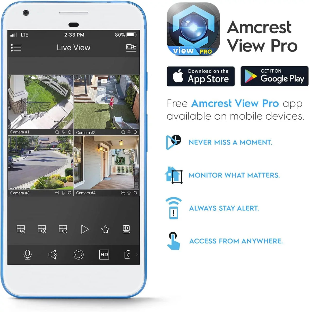 Amcrest AI Turret IP PoE Camera w/ 164ft Nightvision, Security IP Camera Outdoor, Built-in Microphone, Human & Vehicle Detection, 129° FOV, 5MP@20fps IP5M-T1277EW-AI