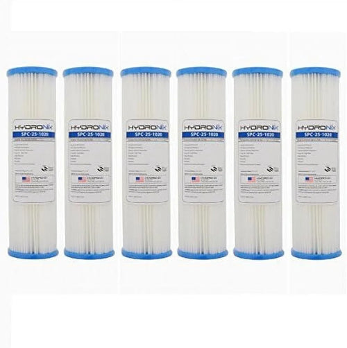 20 Micron Standard 10 Inch Pleated Sediment Filter 6 Pack