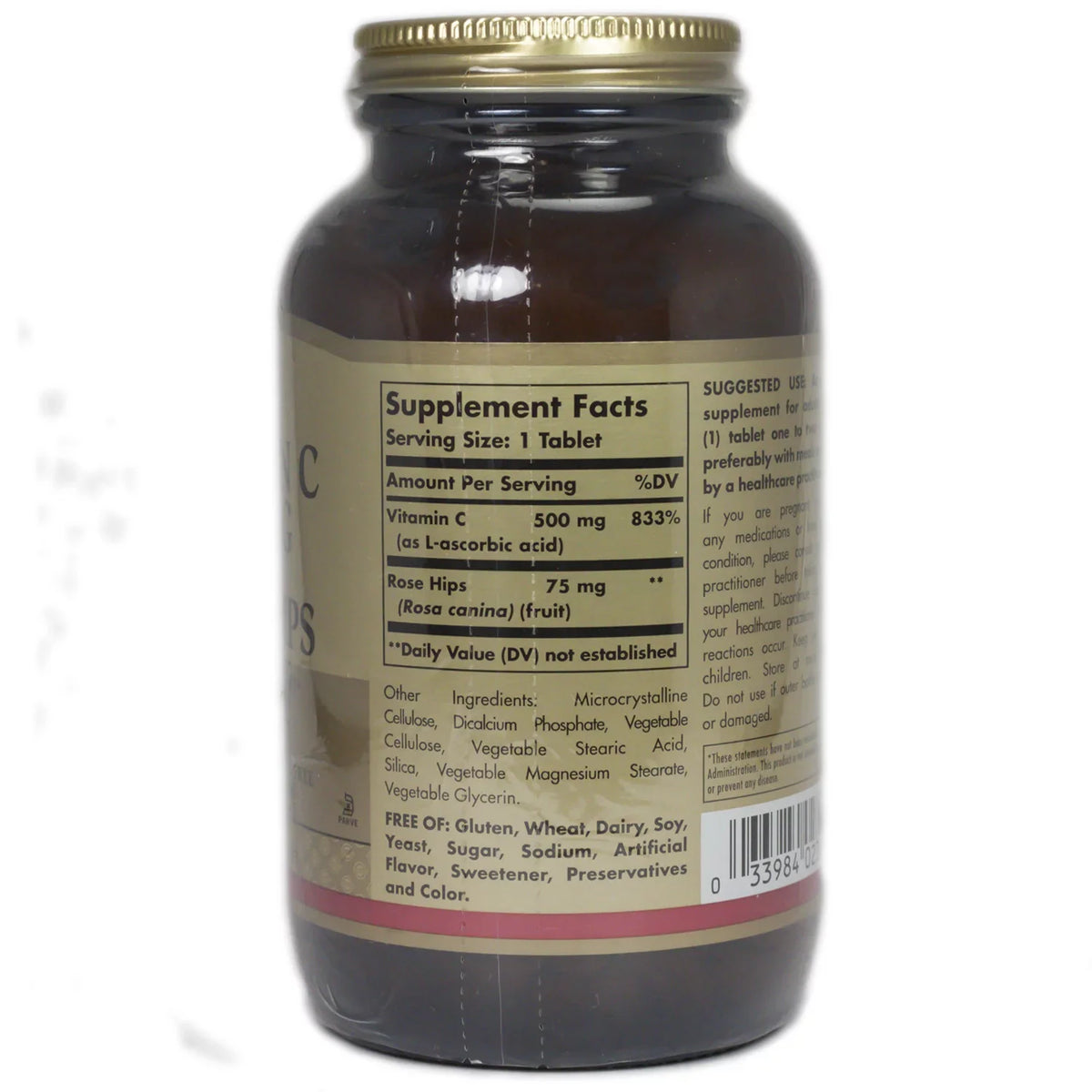 Solgar Vitamin C with Rose Hips, 500 mg, 250 Tablets