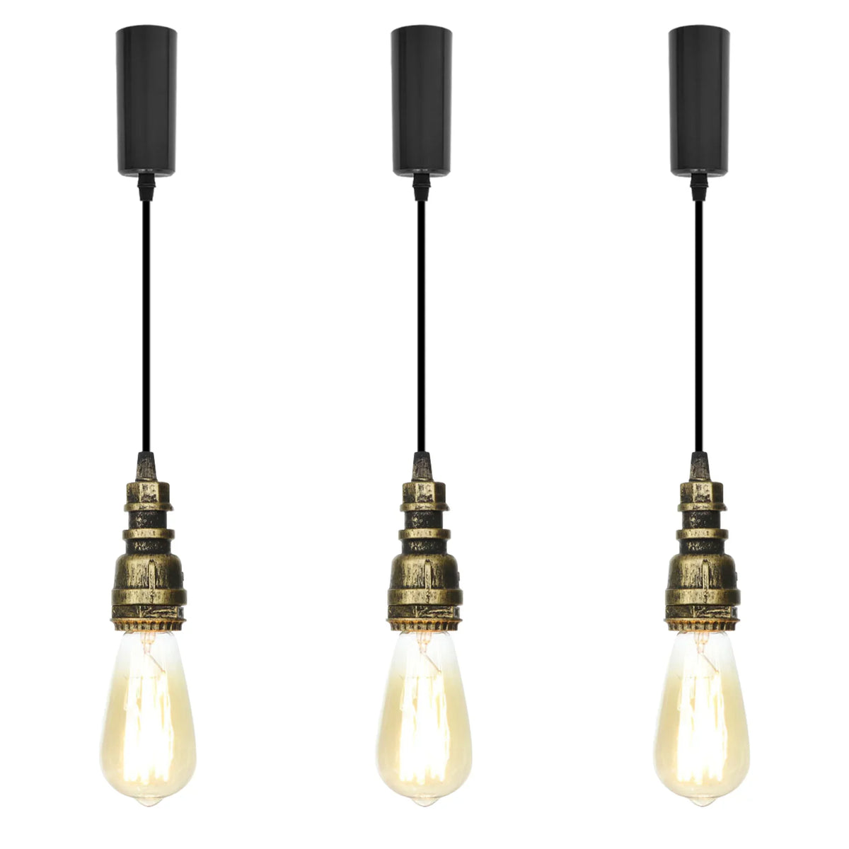 Kiven H-Type Track Lighting, 3-Light Industrial Halo Track Pendant Light, Steampunk Style Track Light Pedant Adjustable Length for Bedroom Kitchen Shop Home Cafe,Bronze Finish