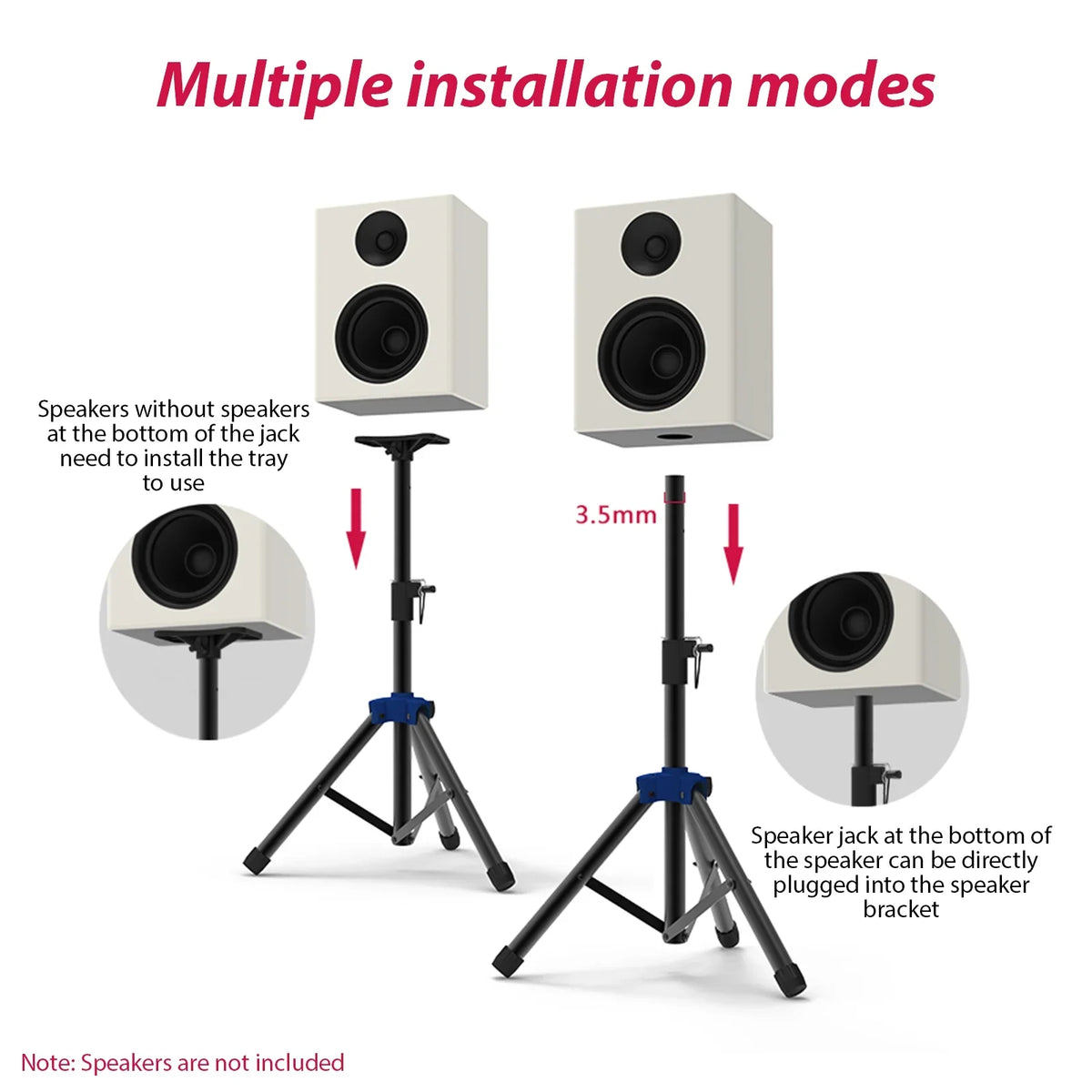 Speaker Stand Studio Speaker Tripod Stand Heavy Duty Telescoping Height Adjustable Non-slip Three-point Triangle Base Bracket for Capability Surround Sound