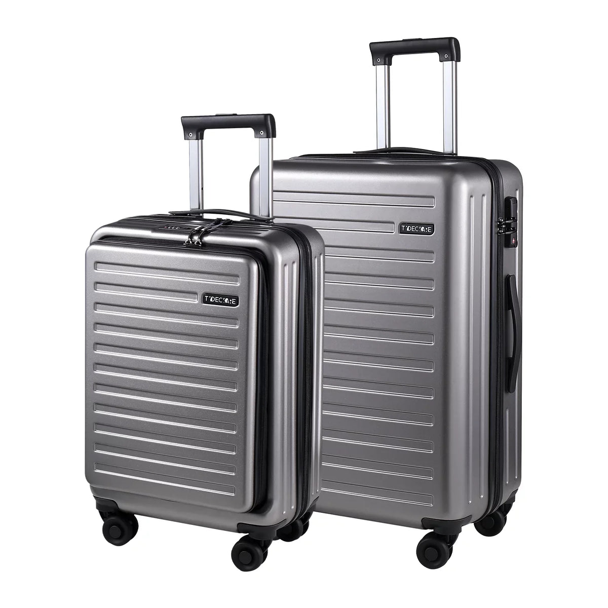 2 Piece 20/24 Luggage Set, Only 20 with Front Notebook Pocket & Expandle, Lightweight ABS+PC Hardshell Suitcase with TSA Lock & Spinner Wheels, 20 Inch 37~41L + 24 Inch 65L,Dark Grey
