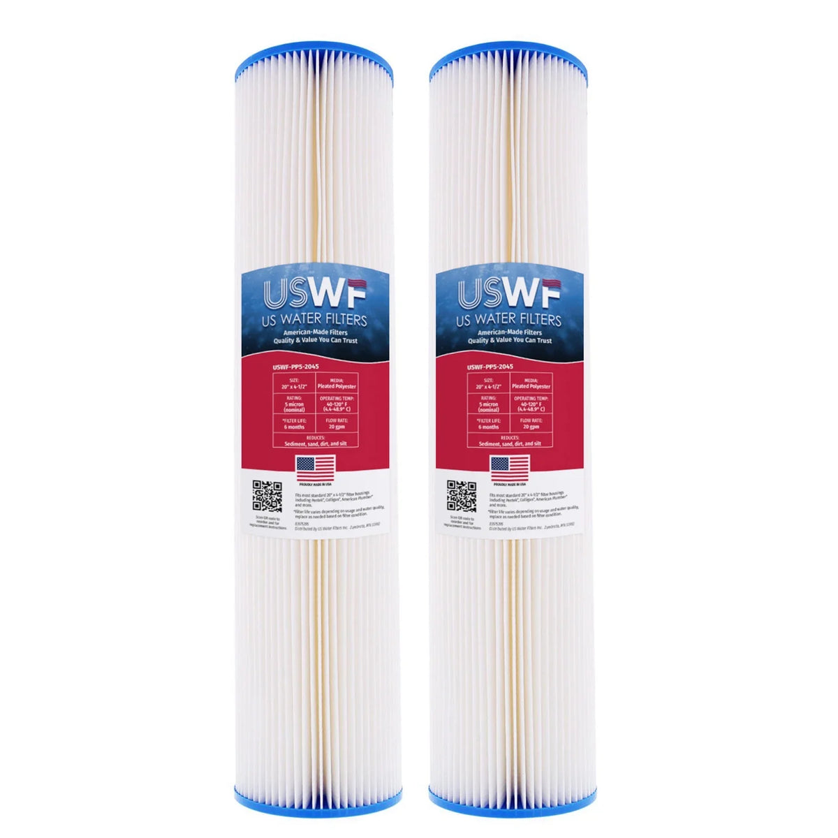 5 Micron 20 Inch x 4.5 Inch Pleated Polyester Whole House Sediment Replacement Cartridge