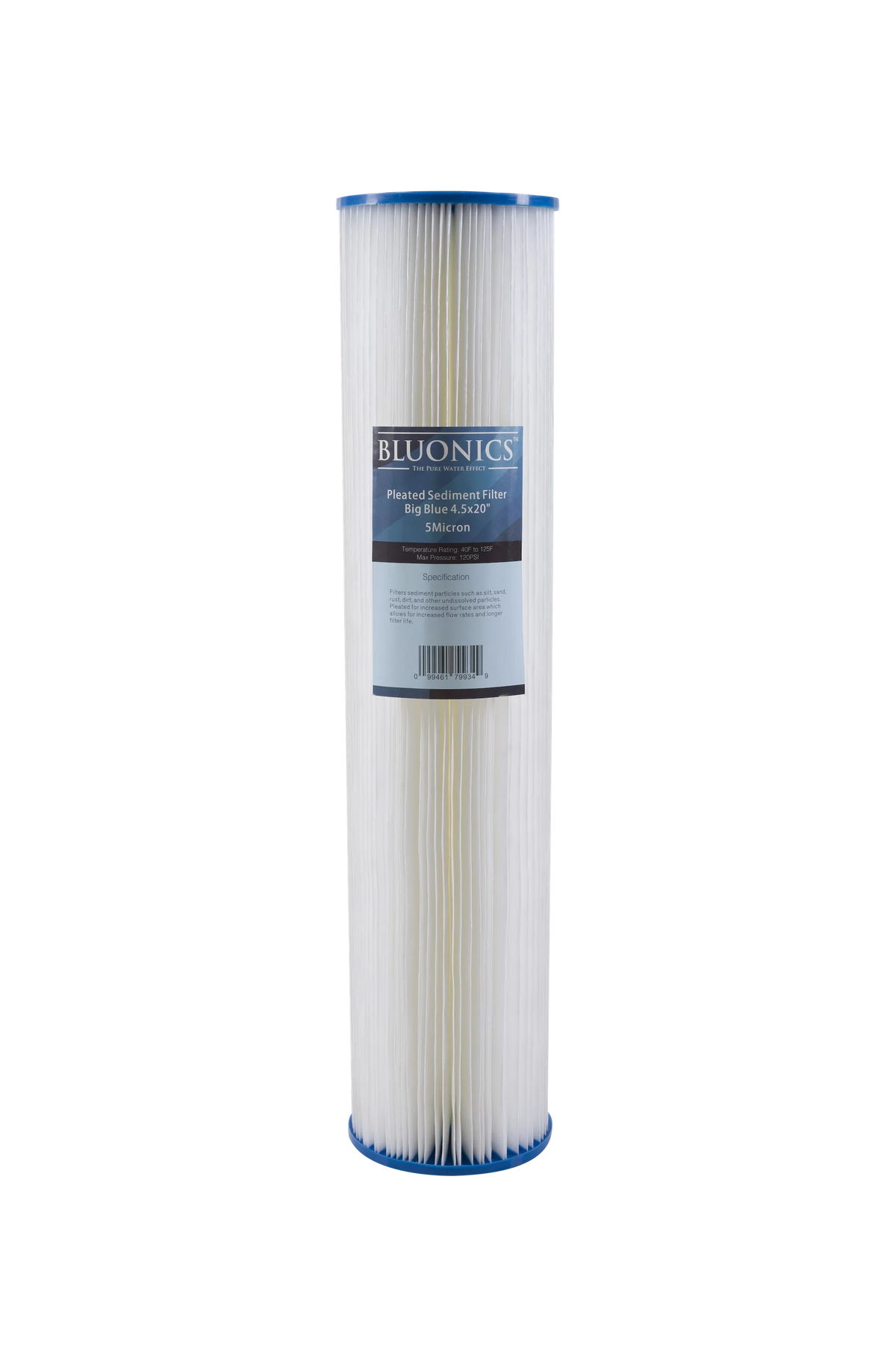 Two 20" Big Blue Whole House Liquid Filter w/Pleated Sediment & Carbon Filters Clear Blue Transparent Housings