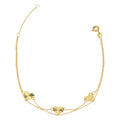 Kooljewelry 14k Yellow Gold Double Strand Diamond-Cut Heart Bracelet (adjusts to 6.5 or 7.5 inch)